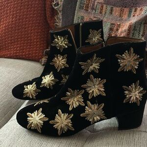 Adorable sequin black suede booties
